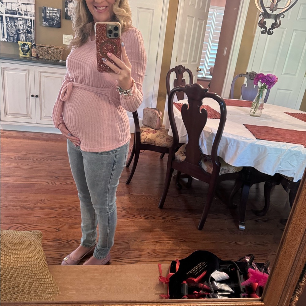 Pink Ribbed Long Sleeve Top - Picture 3 of 4